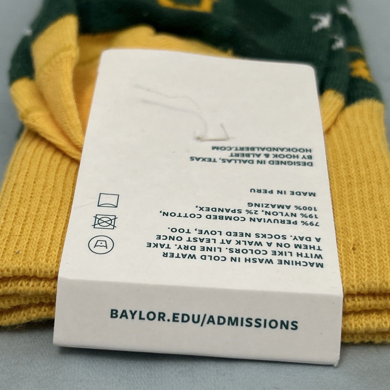 Baylor University Crew Socks Green Where Lights Shine Bright One Size — image 5 of 5